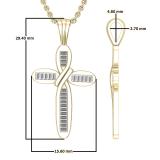 0.25 Carat (ctw) Baguette White Diamond Ladies Religious Cross Pendant 1/4 CT, 14K Yellow Gold