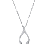 0.10 cttw Round White Diamond Wishbone Pendant with 18 inch Silver Chain for Women in 925 Sterling Silver