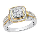 0.25 Carat (ctw) Round Diamond Ladies Engagement Ring 1/4 CT Yellow Gold Plated Sterling Silver