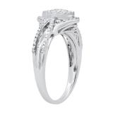0.25 Carat (ctw) Round White Diamond Ladies Marquise Cluster Engagement Ring 1/4 CT Sterling Silver