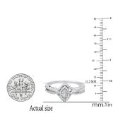 0.25 Carat (ctw) Round White Diamond Ladies Marquise Cluster Engagement Ring 1/4 CT Sterling Silver