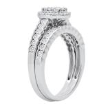 0.25 Carat (ctw) Round White Diamond Ladies Cluster Style Wedding Ring Sets 1/4 CT Sterling Silver