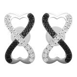 0.20 Carat (ctw) Round Black & White Diamond Ladies Infinity Stud Earrings 1/5 CT Sterling Silver