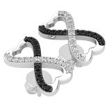 0.20 Carat (ctw) Round Black & White Diamond Ladies Infinity Stud Earrings 1/5 CT Sterling Silver