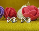 0.20 Carat (ctw) Round Black & White Diamond Ladies Infinity Stud Earrings 1/5 CT Sterling Silver
