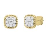 0.30 Carat (ctw) Round Diamond Ladies Beaded Frame Cluster Stud Earrings 1/3 CT 10K Yellow Gold