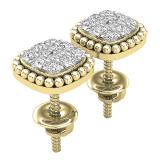 0.30 Carat (ctw) Round Diamond Ladies Beaded Frame Cluster Stud Earrings 1/3 CT 14K Yellow Gold