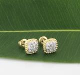 0.30 Carat (ctw) Round Diamond Ladies Beaded Frame Cluster Stud Earrings 1/3 CT 14K Yellow Gold