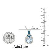 9 MM Round Blue Topaz, Round Blue & White Diamond Ladies Halo Pendant, 18K Yellow Gold