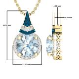 9 MM Round Blue Topaz, Round Blue & White Diamond Ladies Halo Pendant, 10K Yellow Gold