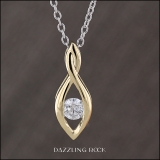 0.24 Carat (ctw) Round White Diamond Ladies Solitaire Infinity Twist Pendant 1/4 CT, 18K Yellow Gold