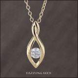 0.24 Carat (ctw) Round White Diamond Ladies Solitaire Infinity Twist Pendant 1/4 CT, 10K Yellow Gold