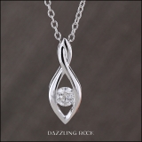 0.24 Carat (ctw) Round White Diamond Ladies Solitaire Infinity Twist Pendant 1/4 CT, Sterling Silver