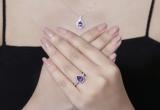 9X7 mm Pear Amethyst & Round White Diamond Ladies Halo Teardrop Engagement Ring 10K White Gold