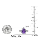 9X7 mm Pear Amethyst & Round White Diamond Ladies Halo Teardrop Engagement Ring 10K White Gold