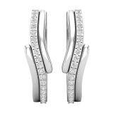 0.11 Carat (ctw) Round White Diamond Ladies Huggie Hoop Earrings 10K White Gold
