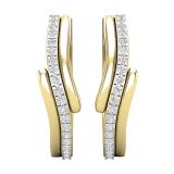 0.11 Carat (ctw) Round White Diamond Ladies Huggie Hoop Earrings 10K Yellow Gold