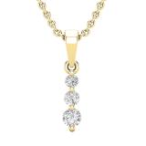 0.22 Carat (ctw) Round White Diamond Ladies 3 Stone Graduating Pendant 1/4 CT, 14K Yellow Gold