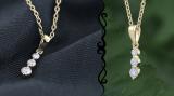 0.22 Carat (ctw) Round White Diamond Ladies 3 Stone Graduating Pendant 1/4 CT, 14K Yellow Gold