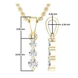 0.22 Carat (ctw) Round White Diamond Ladies 3 Stone Graduating Pendant 1/4 CT, 14K Yellow Gold