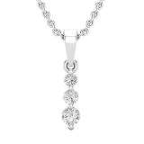 0.22 Carat (ctw) Round White Diamond Ladies 3 Stone Graduating Pendant 1/4 CT, Sterling Silver