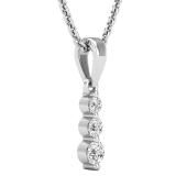 0.22 Carat (ctw) Round White Diamond Ladies 3 Stone Graduating Pendant 1/4 CT, Sterling Silver