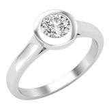 0.50 Carat (ctw) Round White Diamond Ladies Solitaire Engagement Ring 1/2 CT Sterling Silver