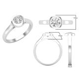 0.50 Carat (ctw) Round White Diamond Ladies Solitaire Engagement Ring 1/2 CT Sterling Silver