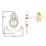 0.14 Carat (ctw) Round White Diamond Ladies Anchor Stud Earrings 10K Yellow Gold