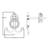 0.14 Carat (ctw) Round White Diamond Ladies Anchor Stud Earrings Sterling Silver