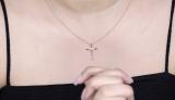 0.13 Carat (ctw) Round White Diamond Ladies Cross Pendant, 18K Rose Gold
