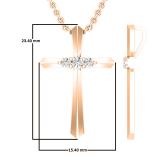 0.13 Carat (ctw) Round White Diamond Ladies Cross Pendant, 18K Rose Gold