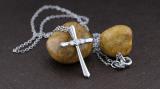 0.13 Carat (ctw) Round White Diamond Ladies Cross Pendant, Sterling Silver