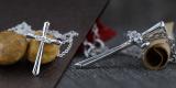 0.13 Carat (ctw) Round White Diamond Ladies Cross Pendant, Sterling Silver