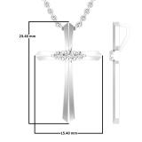 0.13 Carat (ctw) Round White Diamond Ladies Cross Pendant, Sterling Silver