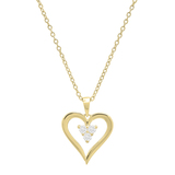 0.20 Carat (ctw) Round White Diamond Ladies 3 Stone Heart Pendant 1/5 CT 10K Yellow Gold