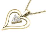 0.20 Carat (ctw) Round White Diamond Ladies 3 Stone Heart Pendant 1/5 CT 10K Yellow Gold