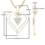 0.20 Carat (ctw) Round White Diamond Ladies 3 Stone Heart Pendant 1/5 CT 10K Yellow Gold