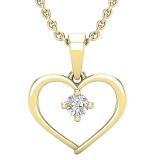0.11 Carat (ctw) Round White Diamond Ladies Solitaire Heart Pendant 18K Yellow Gold