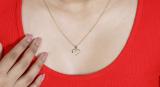 0.11 Carat (ctw) Round White Diamond Ladies Solitaire Heart Pendant 18K Yellow Gold