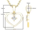 0.11 Carat (ctw) Round White Diamond Ladies Solitaire Heart Pendant 18K Yellow Gold