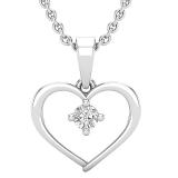 0.11 Carat (ctw) Round White Diamond Ladies Solitaire Heart Pendant Sterling Silver