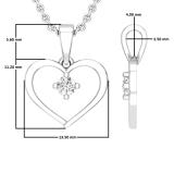 0.11 Carat (ctw) Round White Diamond Ladies Solitaire Heart Pendant Sterling Silver