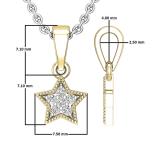 0.06 Carat (ctw) Round White Diamond Ladies Star Pendant 10K Yellow Gold