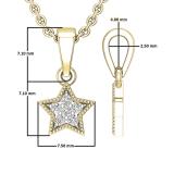 0.06 Carat (ctw) Round White Diamond Ladies Star Pendant 10K Yellow Gold