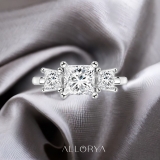 1.30 Cttw Princess Cubic Zirconia 3 Stone Trinity Ring, 925 Sterling Silver