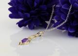 8X4 MM Marquise Amethyst & Round White Diamond Ladies Twist Infinity Pendant, 10K Yellow Gold