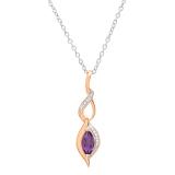 8X4 MM Marquise Amethyst & Round White Diamond Ladies Twist Infinity Pendant, 18K Rose Gold