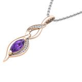 8X4 MM Marquise Amethyst & Round White Diamond Ladies Twist Infinity Pendant, 18K Rose Gold