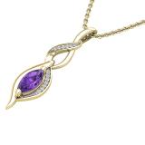 8X4 MM Marquise Amethyst & Round White Diamond Ladies Twist Infinity Pendant, 10K Yellow Gold